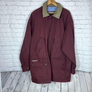 Timberland Weathergear Mens Burgundy Canvas  Barn Chore Coat Jacket Size L Large